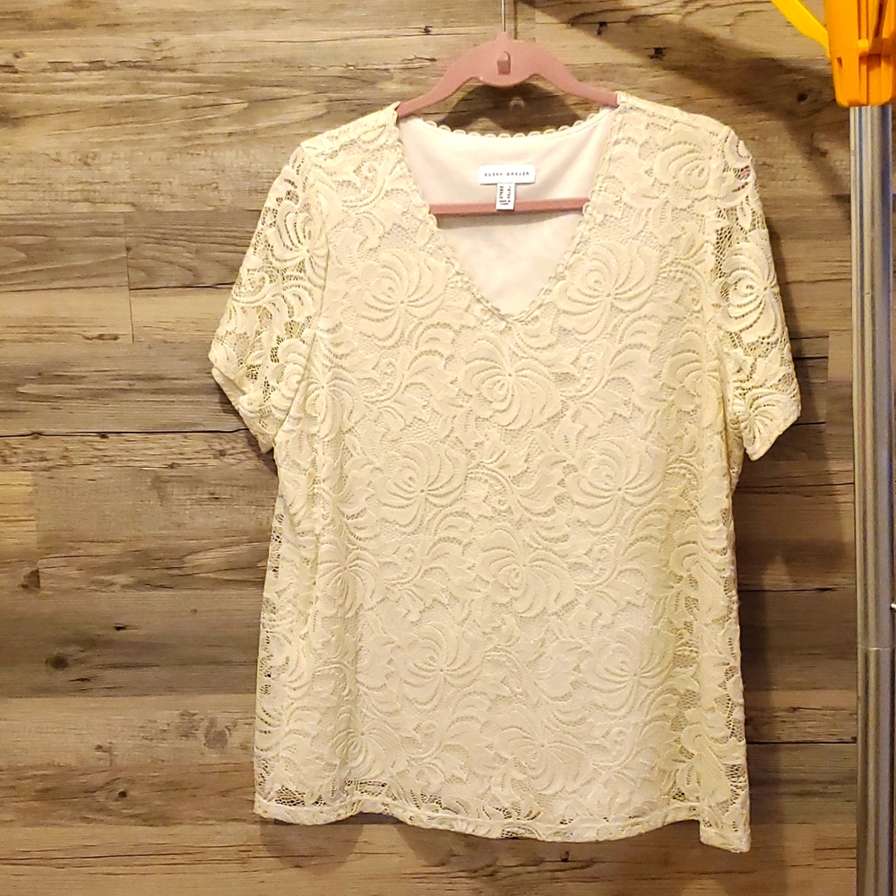 Susan Graver large leaves shirt